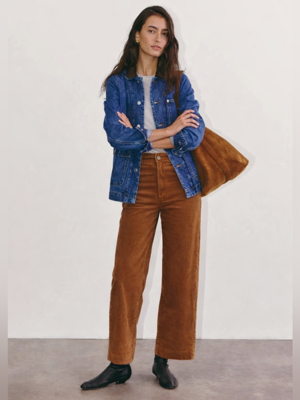 Everlane Corduroy Wide Leg Pants Brown High Rise Size 2 Minimalist